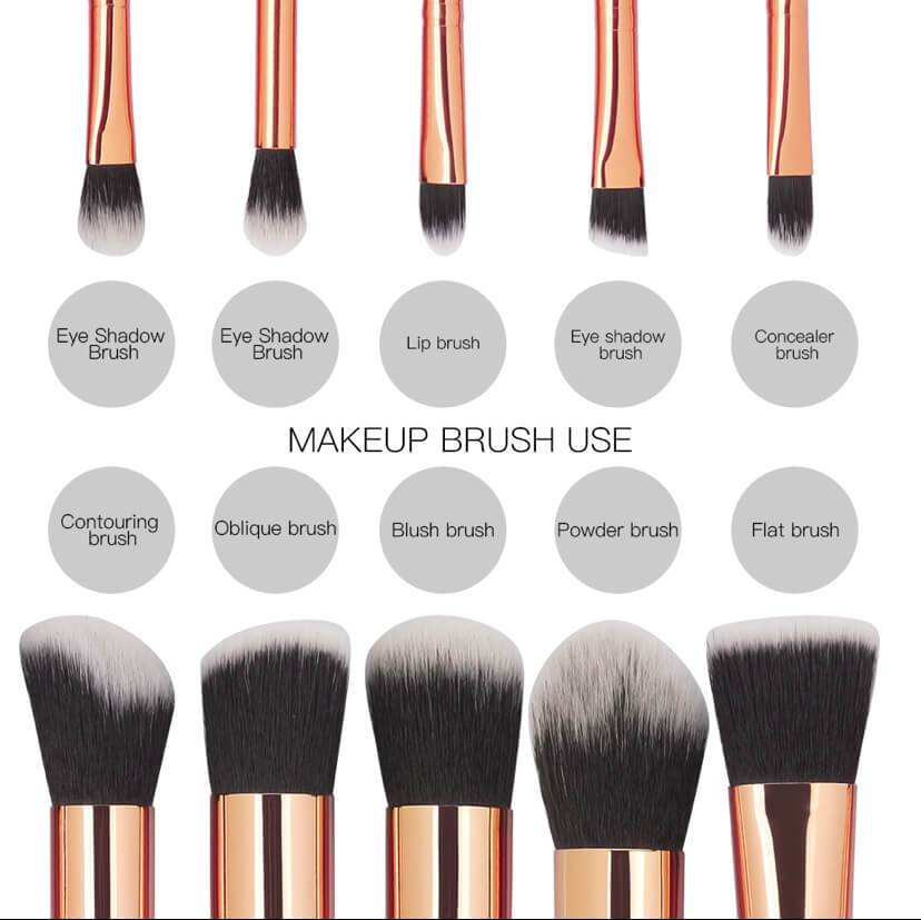 10 Piece Marble Makeup Brush Set With Case