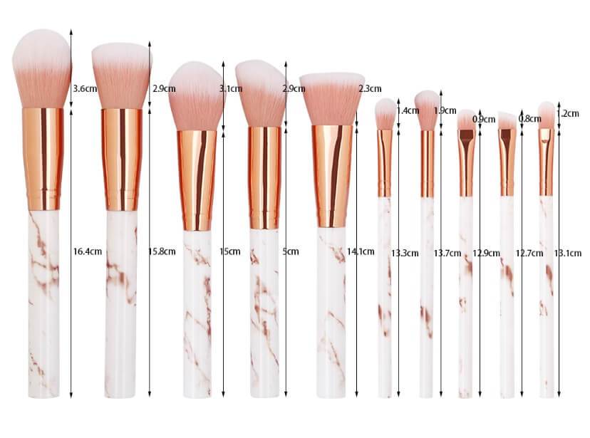 10 Piece Marble Makeup Brush Set With Case