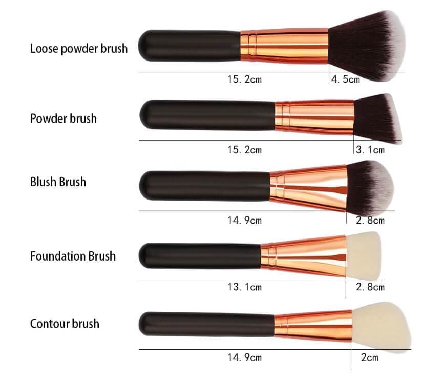 15 Piece Professional Makeup Brush Set With Travel Bag